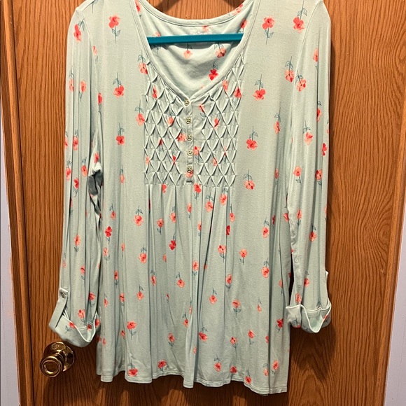 Kim Rogers Tops - Kim Rogers Mint Floral Blouse